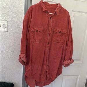 Coral corduroy Button-Up Shirt